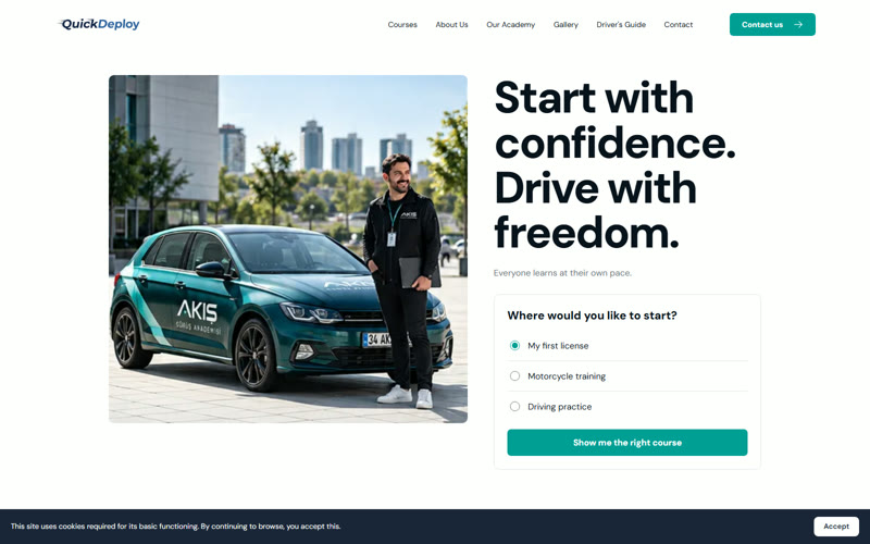 Demo preview of the Driving School 13 theme