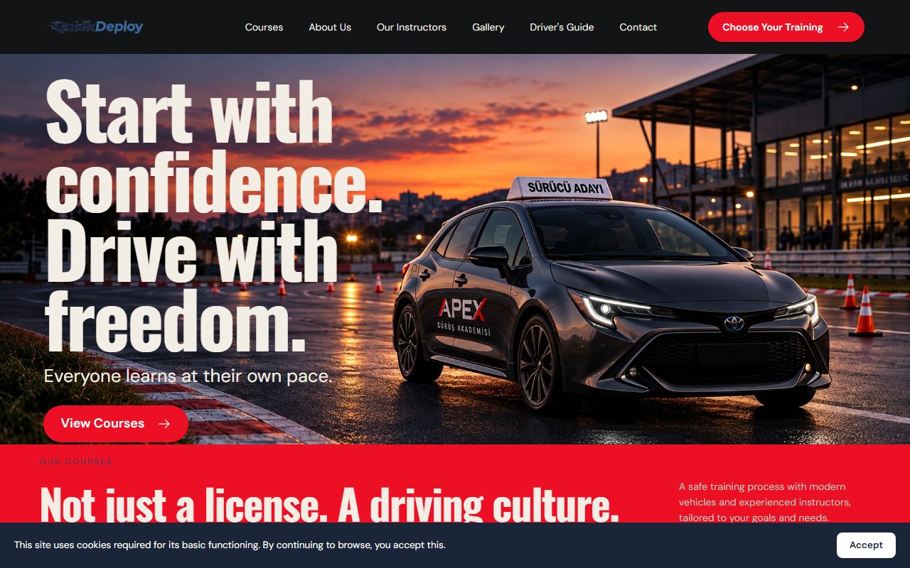 Demo preview of the Driving School 6 theme