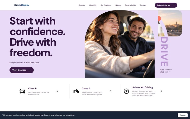 Demo preview of the Driving School 7 theme