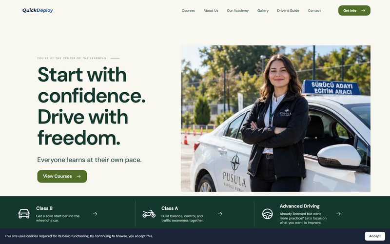 Demo preview of the Driving School 9 theme