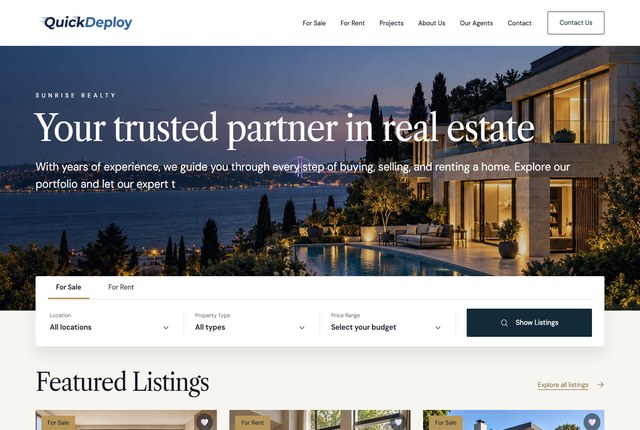 Demo preview of the Real Estate 1 theme
