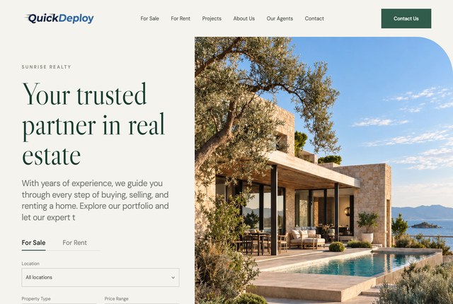 Demo preview of the Real Estate 2 theme