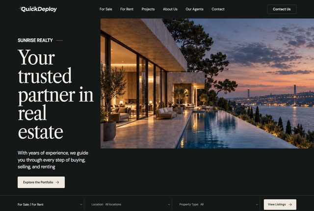 Demo preview of the Real Estate 5 theme